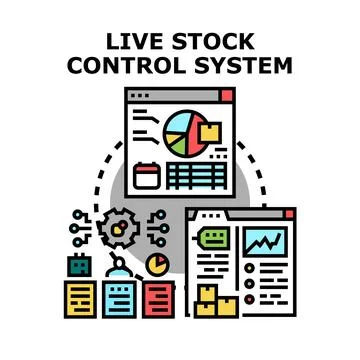 Live stock control system managing inventory and data Stock Illustration