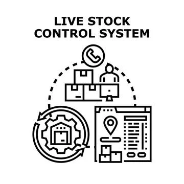 Live stock control system optimizing warehouse logistics management Stock Illustration