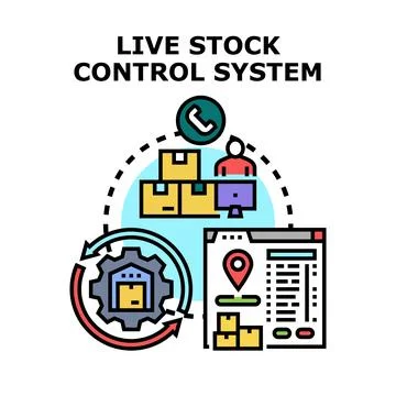 Live stock control system optimizing warehouse logistics management Stock-Illustration