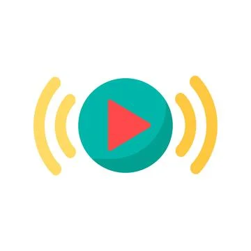 Live stream broadcast play button signal flat vector icon Ilustración de archivo