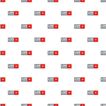 Live stream broadcast playing video online content pattern Stock Illustration