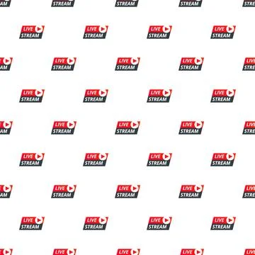 Live stream broadcast video playing media pattern Stock Illustration