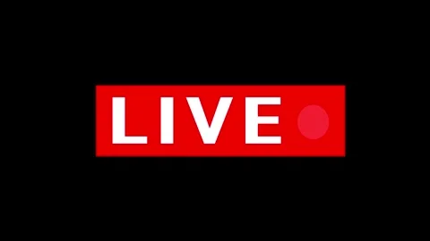 Live stream broadcasting sign on red background with blinking dot icon for .. Stock Footage 340001038