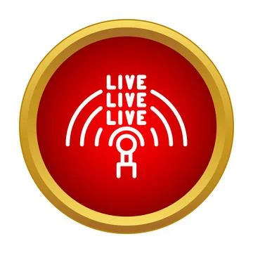 Live stream broadcasting signal icon in red circle Stock Illustration