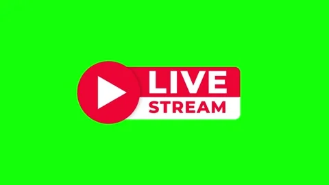 Live Stream Button Animation with Play Icon on Green Screen Stock Footage 312160658