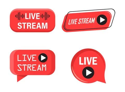 Live stream button icon in flat style. Webinar vector illustration on isola.. Stock Illustration