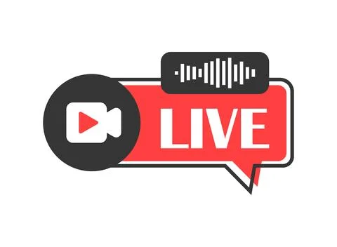 Live stream button icon in flat style. Webinar vector illustration on isola.. Stock Illustration