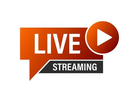 Live stream button icon in flat style. Webinar vector illustration on isola.. Stock Illustration