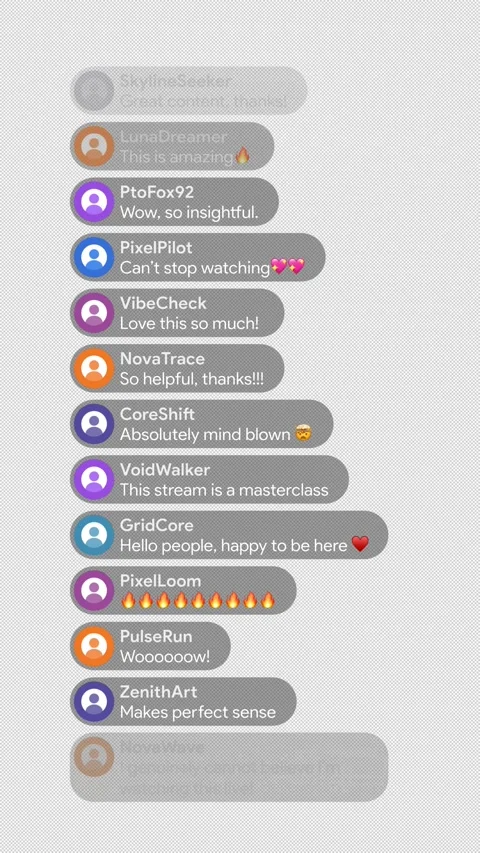 Live stream chat comments social media broadcast overlay alpha 動画素材 332722481