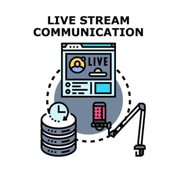 Live stream communication and digital media broadcasting Stock Illustration