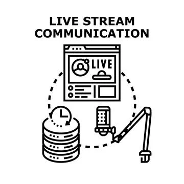 Live stream communication and digital media broadcasting Stock Illustration
