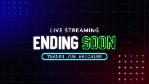Live Stream Ending Soon Overlay, Futuristic Neon Style Outro Animation Video stock 312968621