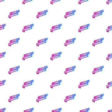 Live stream gradient ribbon labels seamless pattern Stock Illustration