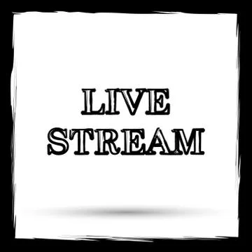 Live stream icon. Internet button on white background. Outline design imitati Stock Illustration