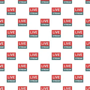 Live stream icon repeating pattern broadcasting online content Stock Illustration