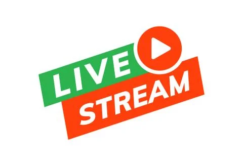 Live stream icon vector logo. Video broadcast live stream tv news online Stock Illustration