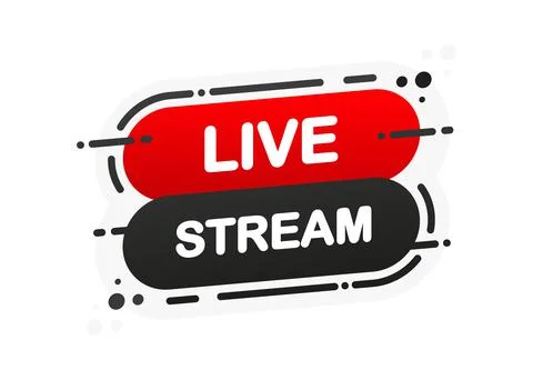 Live Stream isolated red flat banner on white background. Vector illustration Stock Illustration
