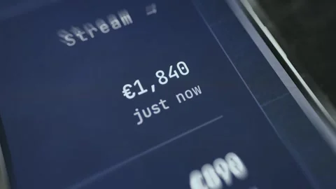 Live stream of latest financial transactions amounts Stock Footage 335476562