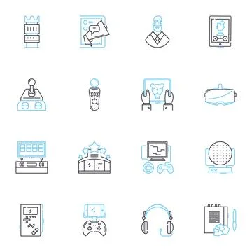 Live stream linear icons set. Broadcast, Stream, Virtual, Online, Internet Stock Illustration