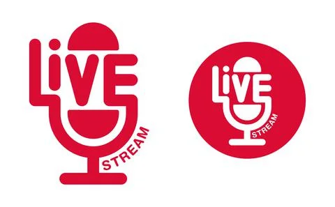 Live stream logo - word integrated in microphone Stock-Illustration