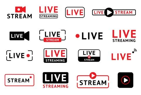 Live stream. Lower broadcast icon. For third news. Overlay TV text. Modern music Illustrazione stock