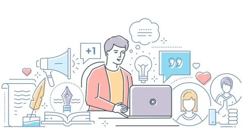 Live stream - modern line design style illustration Illustrazione stock