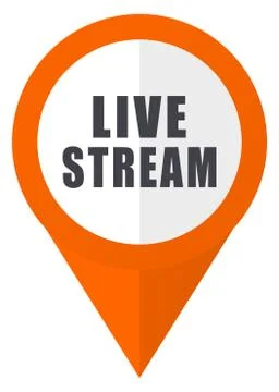 Live stream orange pointer vector icon in eps 10 isolated on white background Stock Illustration