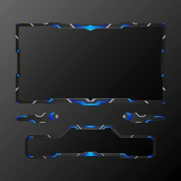 Live stream overlay futuristic technology game interface video screen panel Stockillustratie