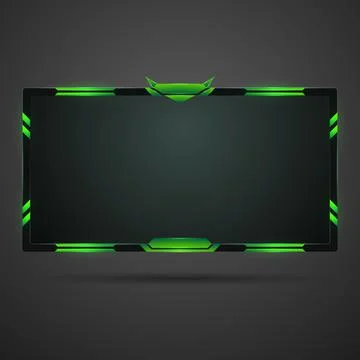 Live stream overlay gaming screen border frame with black and neon green colors Stock Illustration