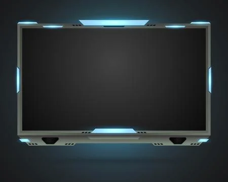 Live stream overlay video interface border frame panel with light effect Stock Illustration