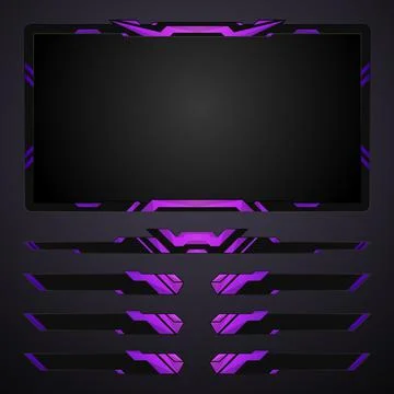 Live stream overlay webcam screen video border frame template Stock Illustration