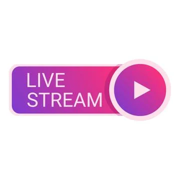 Live stream play button icon cartoon vector. Livestream time Stock Illustration