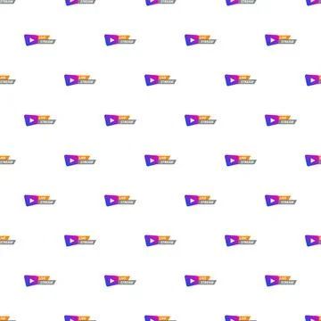 Live stream play button seamless pattern design Stock Illustration