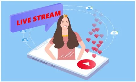 Live stream playing in smart phone on abstract background Stock Illustration