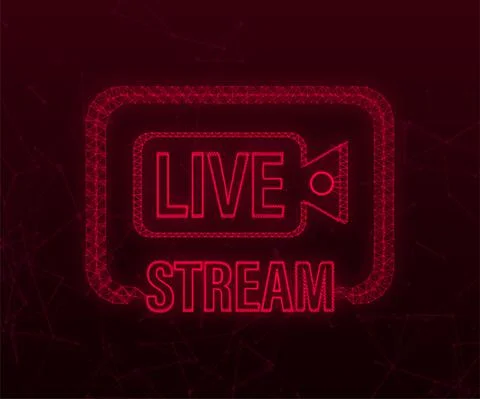 Live stream Plexus logo - red vector design element with play button. Vector Stock Illustration
