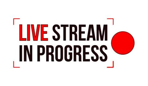 Live stream in progress label overlay Illustrazione stock