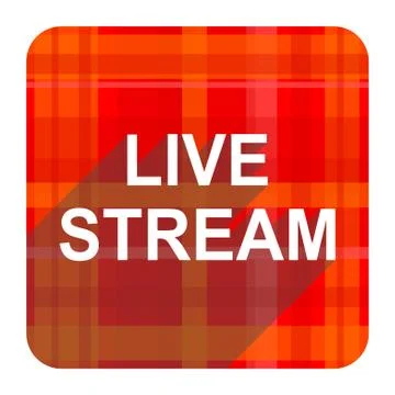 Live stream red flat icon isolated. Stock Illustration