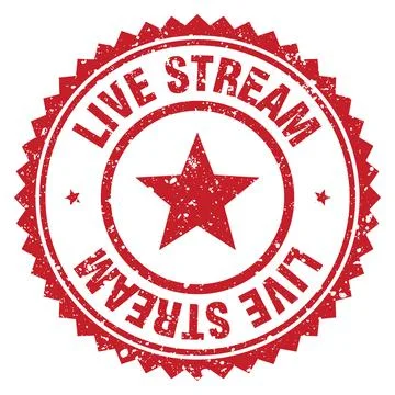 Live stream red grunge round stamp. live stream stamp Stock Illustration