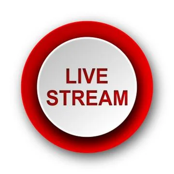 Live stream red modern web icon on white background. 库存插图