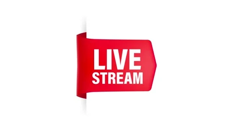 Live stream red ribbon in flat style on ... | Stock Video | Pond5