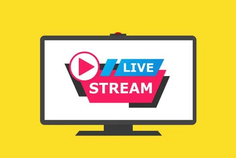 Live stream screen. Video player layout, multimedia frame template. Digital Stock Illustration