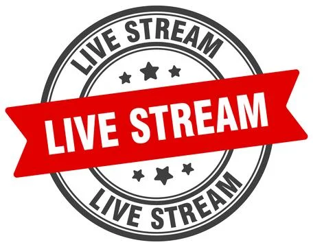 Live stream stamp. live stream label on transparent background. round sign Stock Illustration