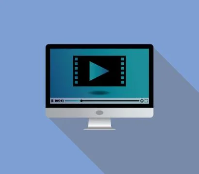 Live stream streaming video use monitor television internet Stock Illustration