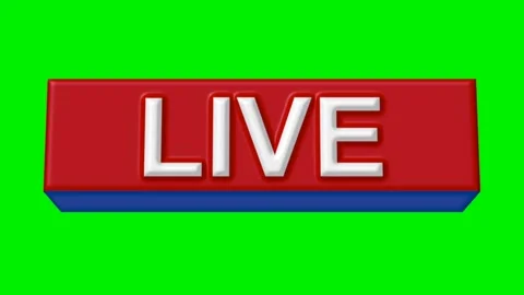 Live stream text 3d icon sign bold white font on red and blue block button 스톡 동영상 336003246
