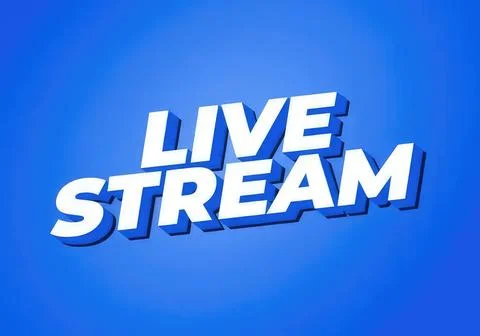Live stream text on blue background for online broadcast Stock Illustration