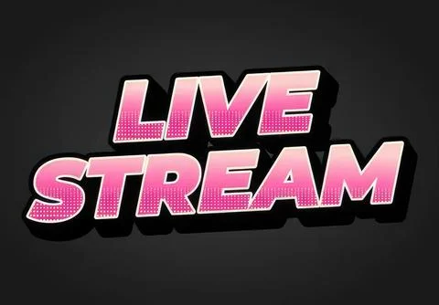Live stream text on dark background for online broadcast Stock Illustration