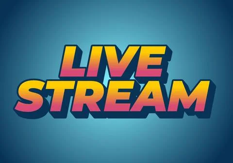Live stream. Text effect in 3D style with eye catching colors 스톡 일러스트