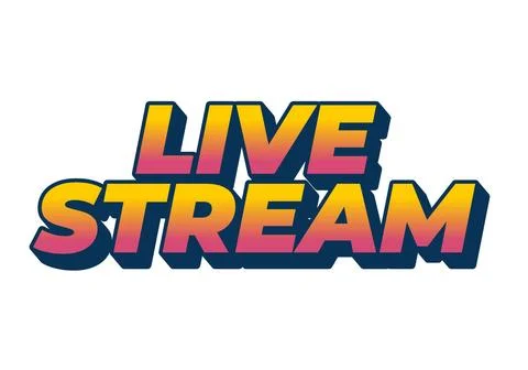 Live stream. Text effect in 3D style with eye catching colors Stockillustratie