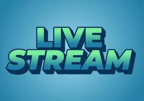 Live stream. Text effect in 3D style with eye catching colors 스톡 일러스트