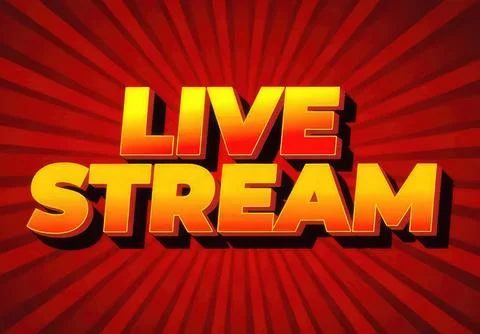 Live stream text with vibrant red background and bold yellow letters Stock Illustration